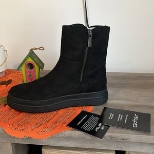 J/Slides Truly Black Suede Double Zip Ankle Boots Women Size 9 M NWB NEW